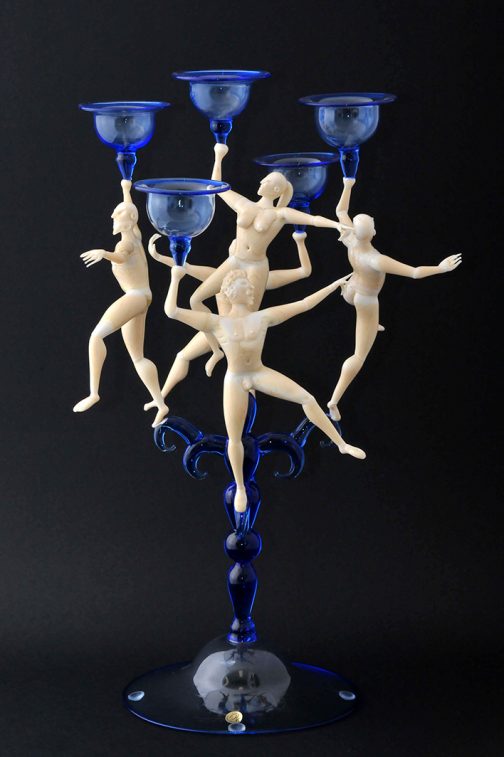 candelabro ivory-blue