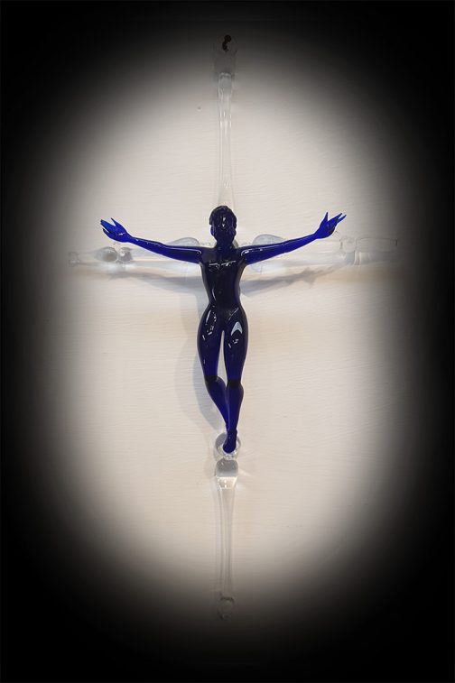 crucifix crystal blue