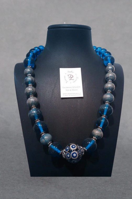 necklace bembo aqua-silver