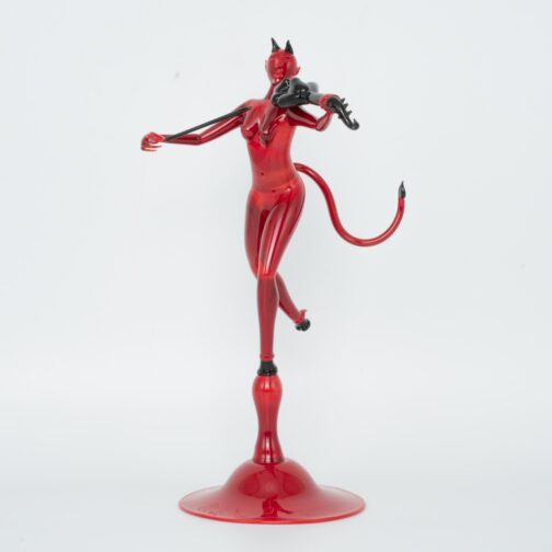 Red devil woman with violin